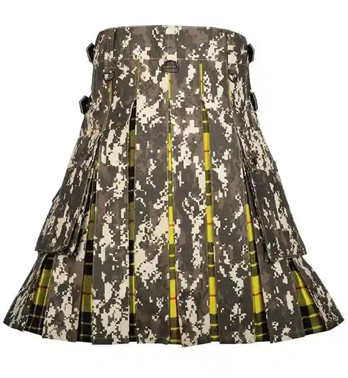 Military Grade Digital Camo Hybrid Kilt - Macleod of Lewis Tartan Under Pleats