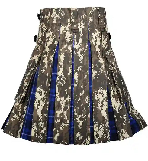 Digital Camo Tartan Kilt - American Patriot Tartan Under Pleats