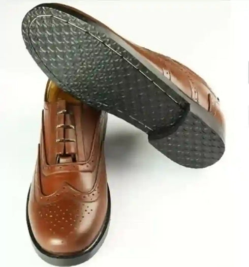 Brown Scottish Ghillie Brogues Kilt Leather Shoes With Leather Sole UK Size 5 -12