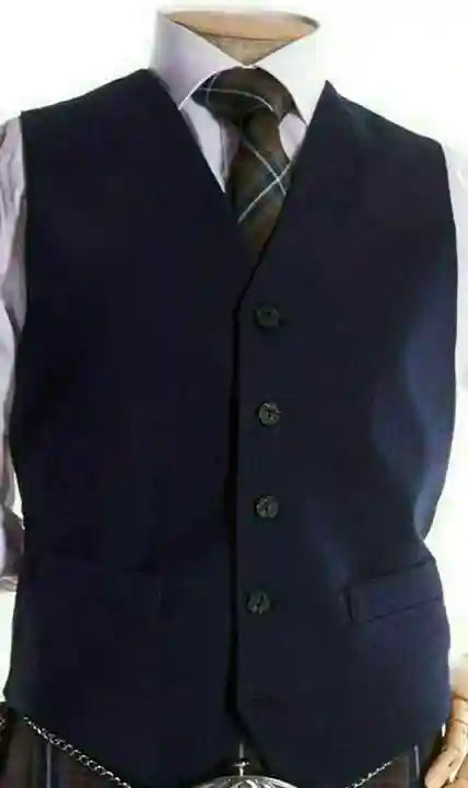 Scottish Argyll Kilt Vest -5 Button Scottish Navy Blue