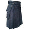 Blue Detachable Pocket Denim Utility Kilt