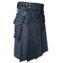 Blue Detachable Pocket Denim Utility Kilt