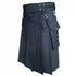 Blue Detachable Pocket Denim Utility Kilt