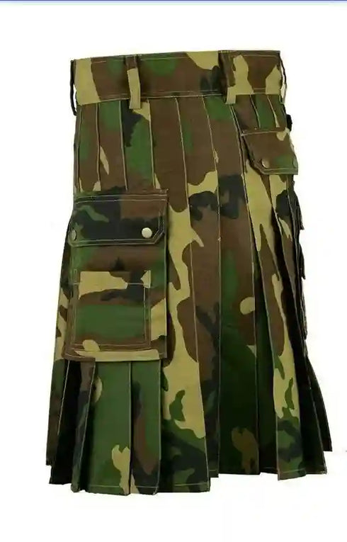 Scottish Mens Army Kilt Tactical Men Woodland Camouflage Tactical Army Utility