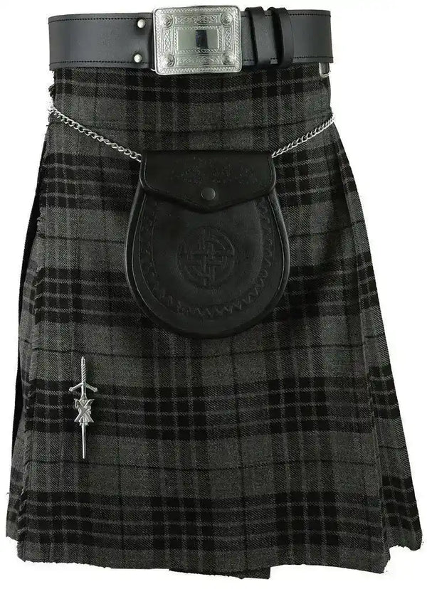 Highland Grey Scottish Men's Traditional Highland Dress Tartan Kilt