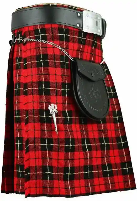 Wallace Tartan Kilt - Scottish Men's 5 Yard Traditional Highland Dress Tartan Casual Kilt