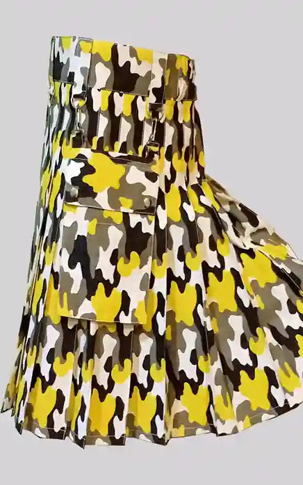 Military Yellow Camo Utility Kilt For Man