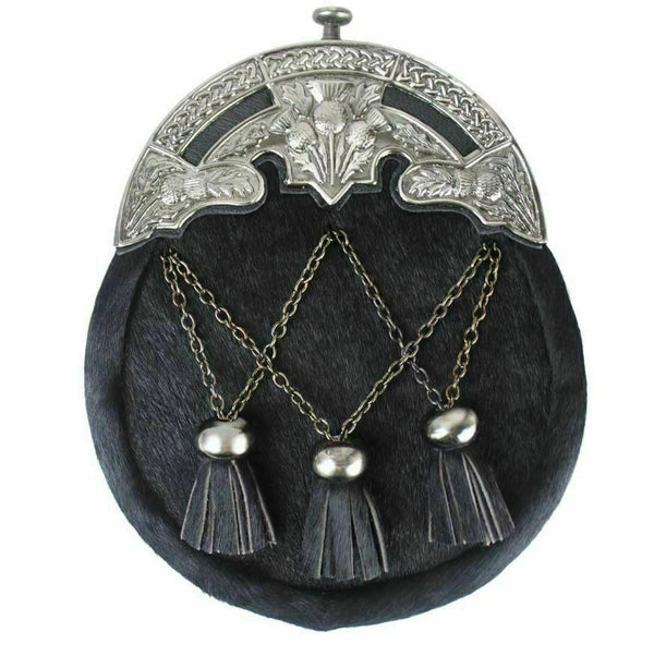 Scottish Traditional Full dress Antique Thistle Mantle Kilt Sporran & Chain Belt - Kilt Box Shop