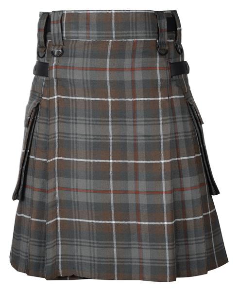 Men's Scottish Utility Kilt with Cargo Pockets - Mackenzie Weathered Tartan - Kilt Box Shop