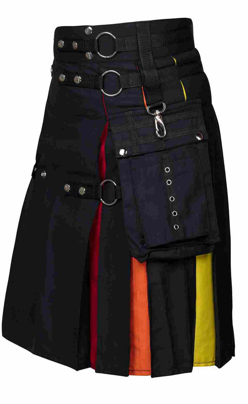 Men's and Women Scottish Rainbow Hybrid Utility Kilt LGBT Pride Kilt Fast Shipping