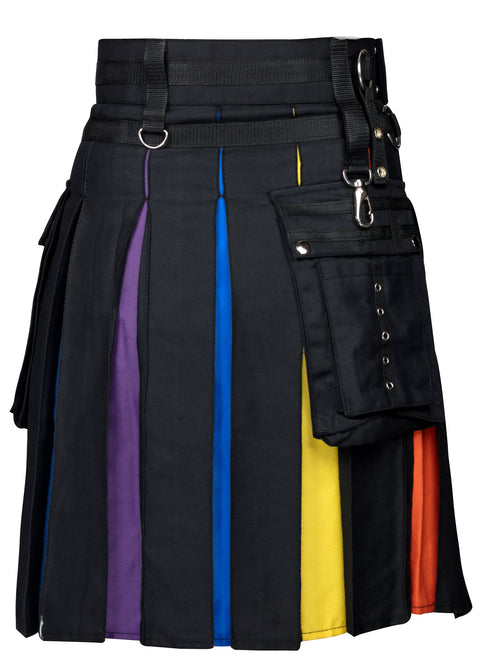 Men's and Women Scottish Rainbow Hybrid Utility Kilt LGBT Pride Kilt Fast Shipping