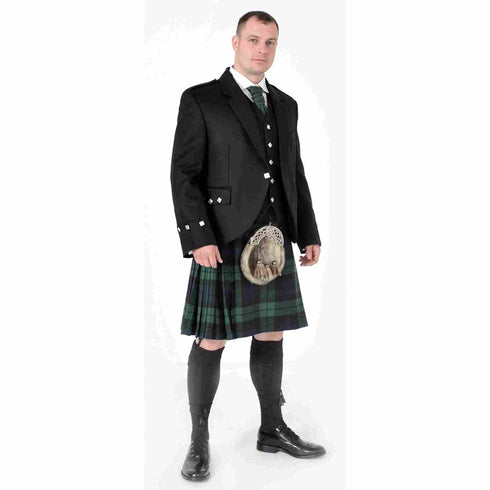 Scottish Wedding Outfit With 8 yard Kilt - Argyle Jacket in Black Watch