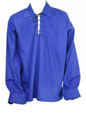 Scottish Men's Royal Blue Jacobite Ghillie Kilt Shirt