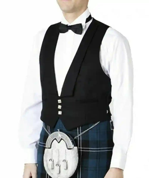 Prince Charlie Vest 3 Button Vest in Serge Wool