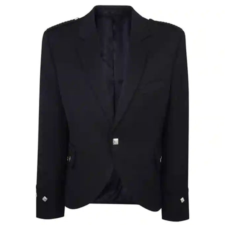 Custom Charcoal Argyle Kilt Jacket & Waistcoat - Pure Wool, Made-to-Measure