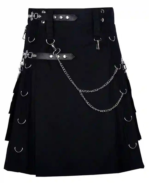Gothic Kilt Detachable Pockets Modern Gothic Fashion Kilt Active Men