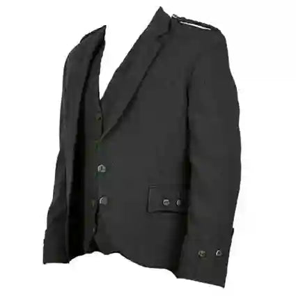 Scottish Men Argyle Tweed Jacket with Vest Kilt Jacket