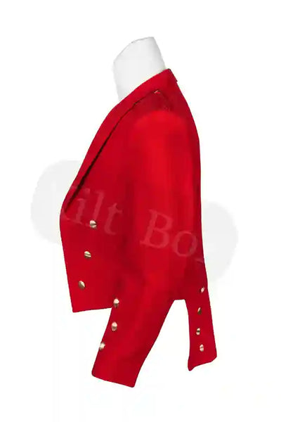Custom Made Scottish Red Prince Charlie Jacket with Vest 100% Wool Custom Kilt Jacket