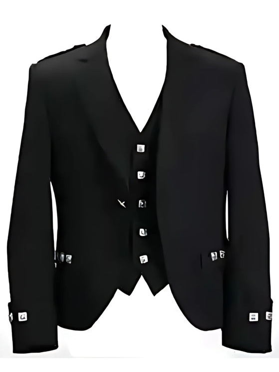 Black Argyle kilt Jacket and Waistcoat