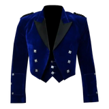 Custom Made - Blue Velvet Prince Charlie Jacket With Waistcoat