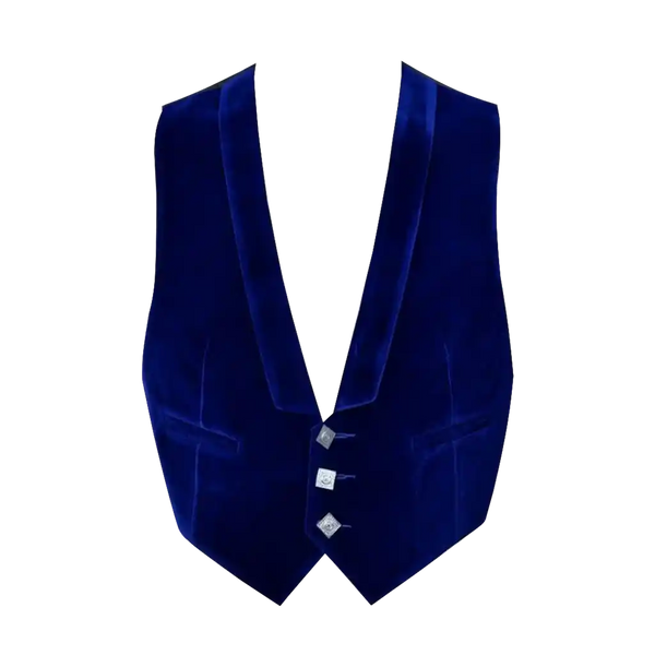 Custom Made - Blue Velvet Prince Charlie Jacket With Waistcoat