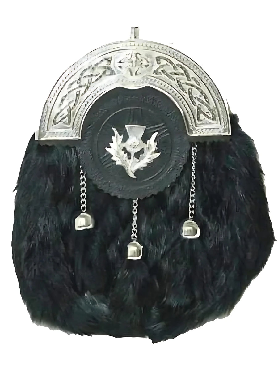 Chrome Celtic Thistle Rabbit Fur Sporran – Kilt Box Shop