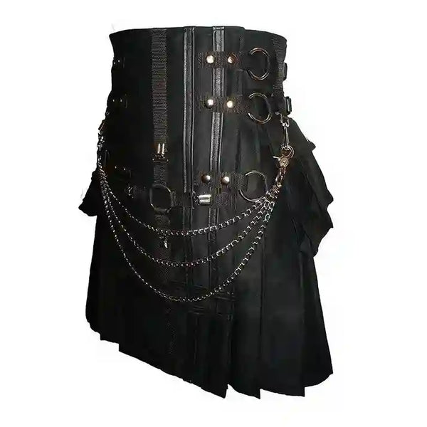 Utility Kilt Cross Gothic Cargo Pockets Modern Gothic Fashion Kilt Active Men