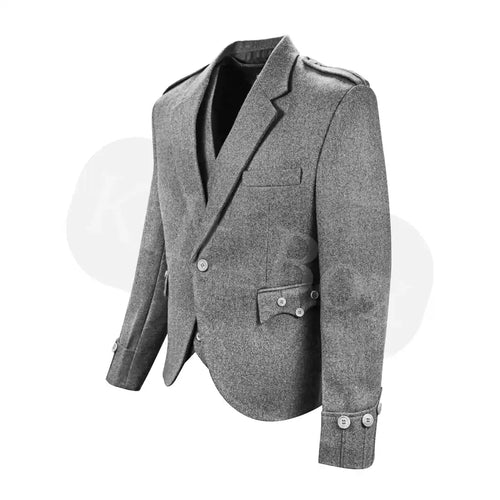 Custom Handmade Argyle Kilt Genuine Wool Jacket & Waistcoat/Vest Scottish Argyle Jacket Grey Made to Measure