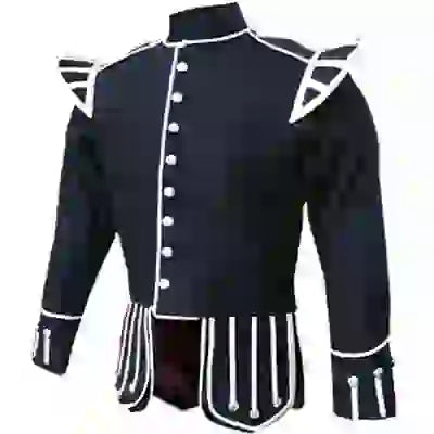 100% Wool Navy Blue Doublet Pipe Band Jacket