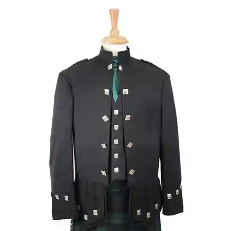 Custom Handmade Argyle Kilt Genuine Wool Jacket & Waistcoat/Vest Scottish Argyle Jacket Grey Made to Measure