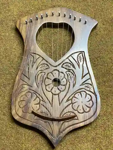 Handmade Love Lyre Harp New Wooden Rosewood 12 Metal Strings Hand Engraved With Bag + Tuning Key Fast Shipping