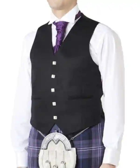 Scottish Argyle Grey 5 Button Vest in Genuine Wool