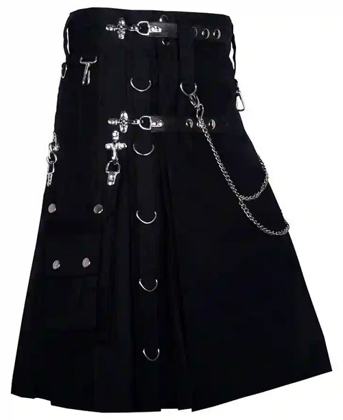 Black Friday Sale Gothic Kilt Detachable Pockets Modern Gothic Fashion Kilt Active Men