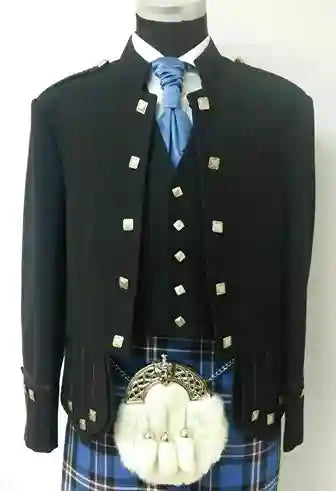 100% Wool Sherrifmuir Kilt Jacket & Vest chrome Buttons/ Scotish Wedding Dress