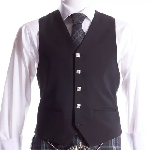 Crail Kilt Jacket and Vest Medium Weight Black