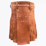 Brown Leather Utility Kilt for Men