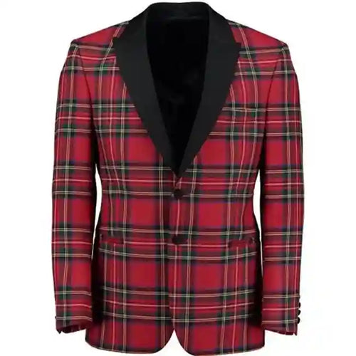 Custom Made Scottish Highland Men's Kilt Jacket - Royal Stewart Tartan Men's Dinner Jacket