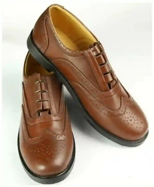 Brown Scottish Ghillie Brogues Kilt Leather Shoes With Leather Sole UK Size 5 -12