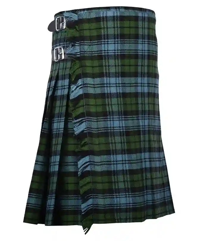 Green Plaid Men's 5-Yard Scottish Kilt - 13oz Acrylic Tartan Casual Kilt, Size 50