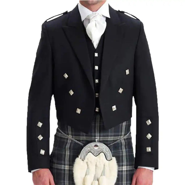 Custom Made - Prince Charlie Jacket In Blazer Wool With 5 Button Waistcoat