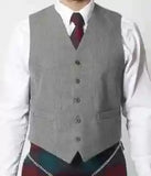 Scottish Argyle Grey 5 Button Vest in Genuine Wool
