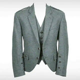 Scottish Lovat Green Argyle Kilt Jacket with Vest Wedding kilt jacket for men