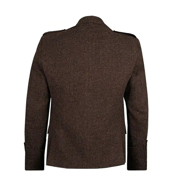 Custom Made Scottish Highland Men's Brown Tweed Argyle Kilt Jacket with 5 Buttons Vest