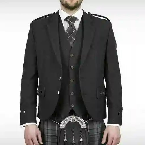 Argyll Tweed Kilt Jacket and Vest - Charcoal Grey
