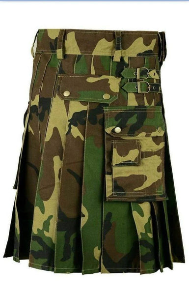 Scottish Mens Army Kilt Tactical Men Woodland Camouflage Tactical Army Utility