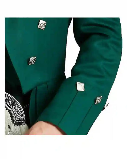 Green Scottish Prince Charlie Kilt Jacket & Waistcoat