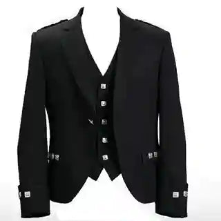 Custom Grey Argyle Kilt Jacket & Waistcoat - Handmade, Wool, Made-to-Measure