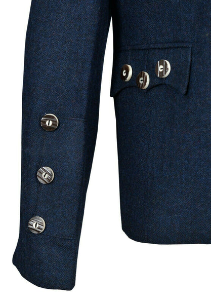 Blue Tweed Scottish Kilt Jacket with Waistcoat 