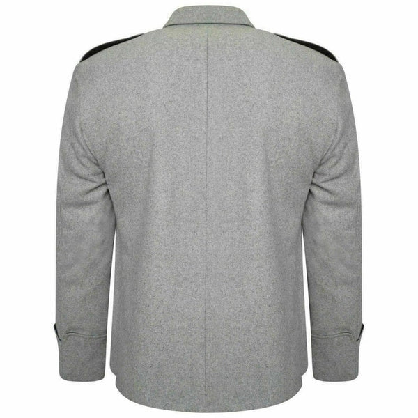 Tweed Crail Scottish Highland Argyle Kilt Jacket and Waistcoat Light Gray