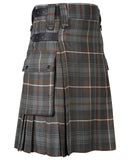 Men's Scottish Utility Kilt with Cargo Pockets - Mackenzie Weathered Tartan - Kilt Box Shop